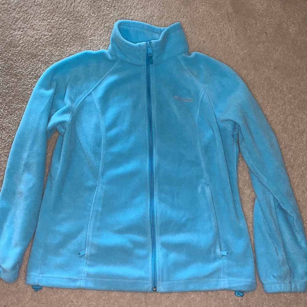 Baby Blue Columbia Zip Up Light Casual Basic Jacket
